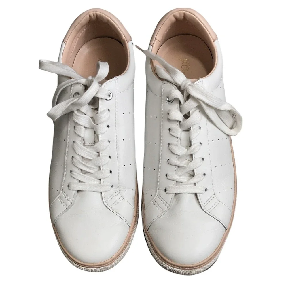 J.Crew Saturday Sneakers Leather white with pink details size 10‎
